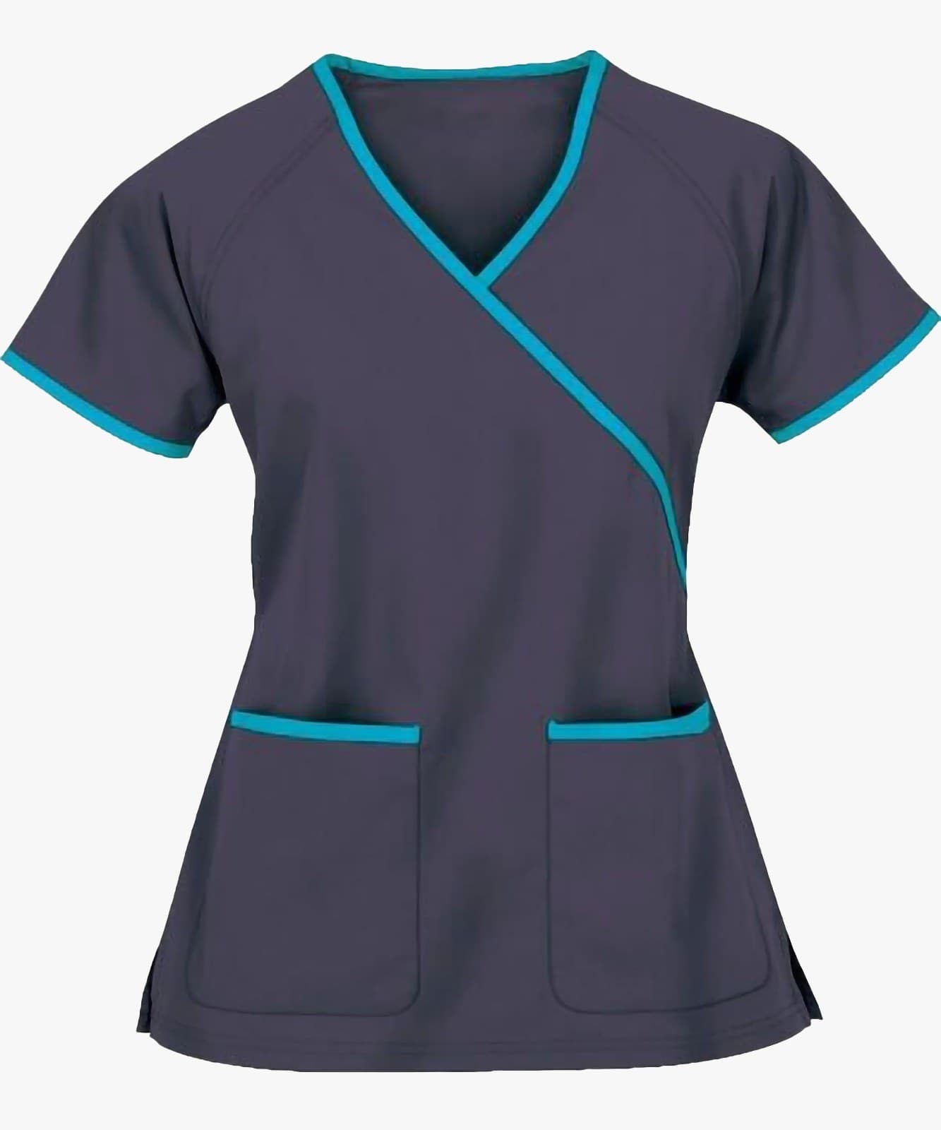 Charcoal Contrast Scrub Top